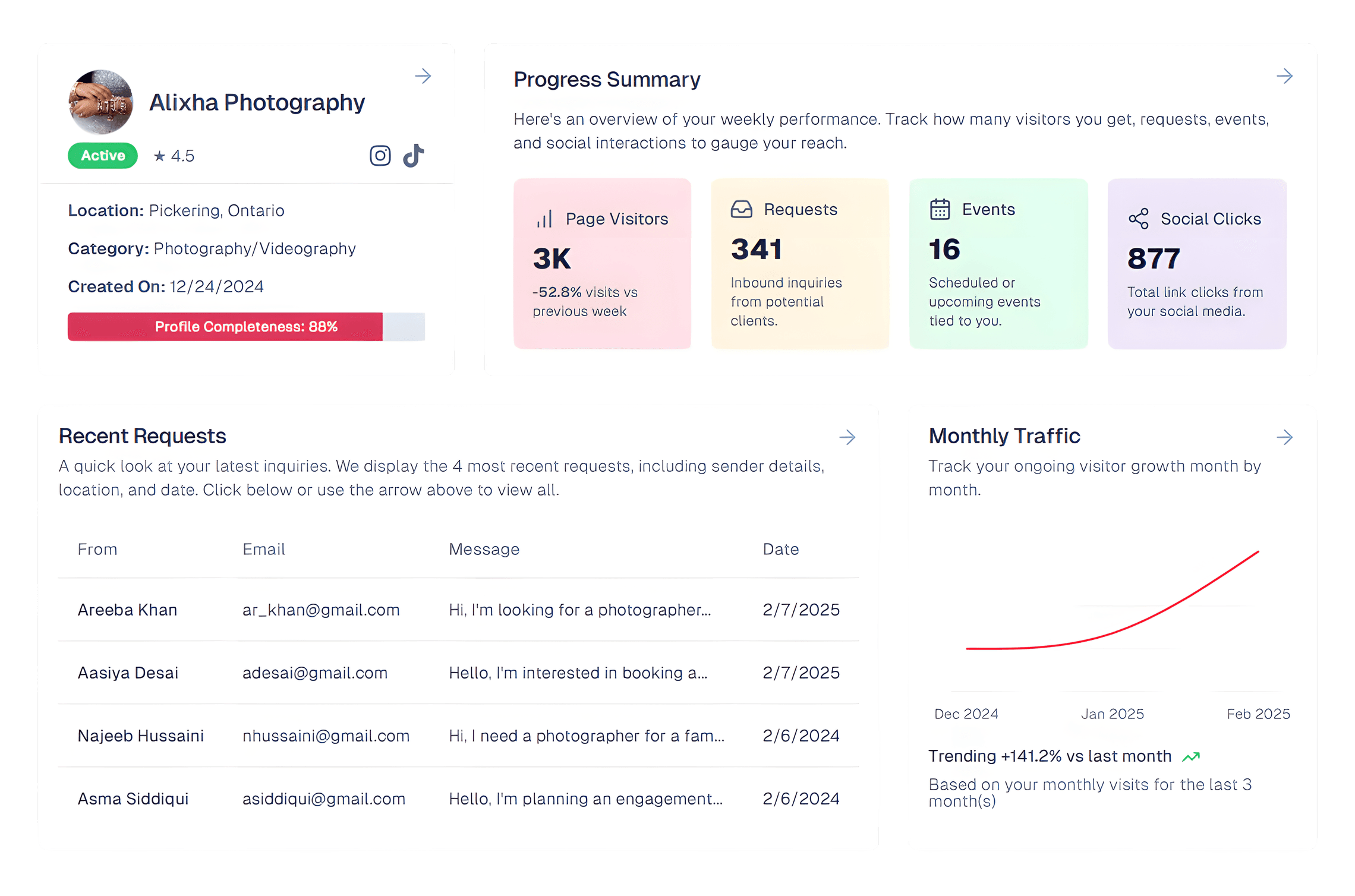 Vendor Dashboard Preview